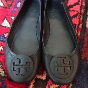 NEW Tory Burch Black Leath Minnie Ballet Flat 6.5